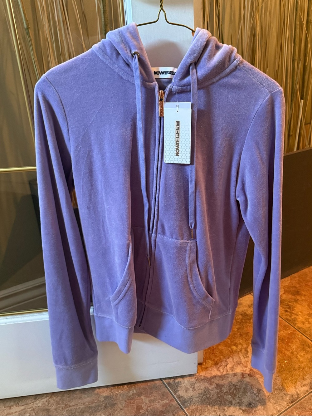Fashion Nova Lavender Zip-Up Velour Hoodie